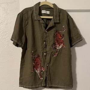 Abercrombie Kids Olive Shirt with Tiger Embroidery